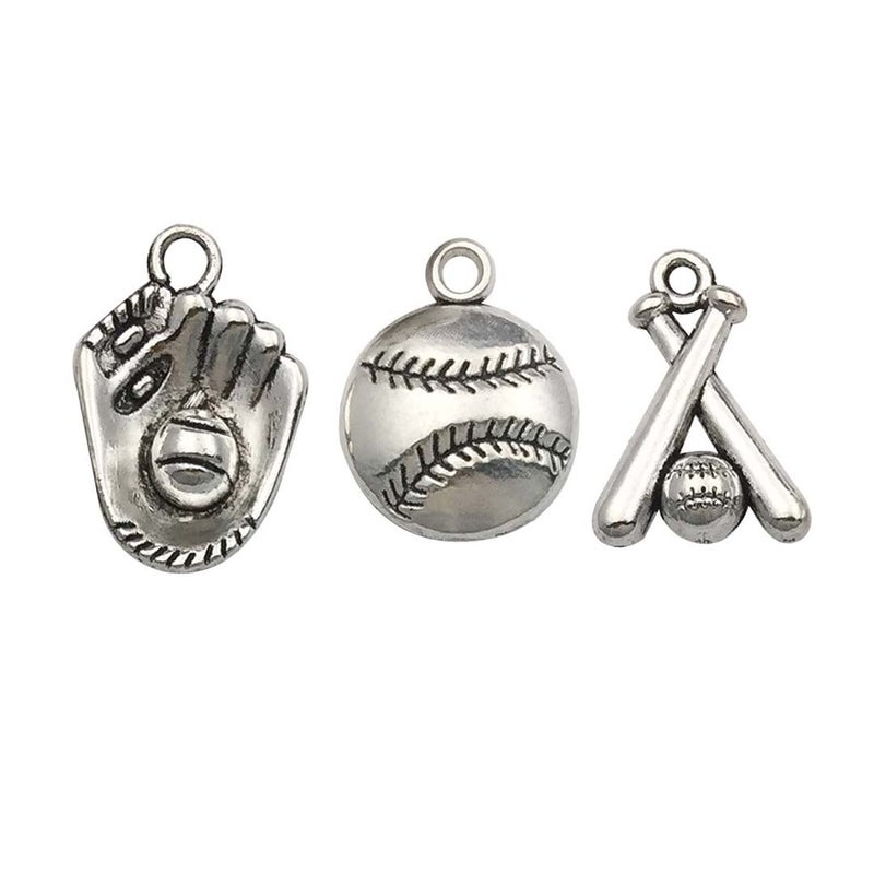 Youdiyla 60pcs Baseball Theme Charms Collection - Mixed Antique Silver Bat Glove Ballgame Sports Ball Softball Metal Alloy Pendants for Jewelry Making DIY Findings (HM130) - Image 1